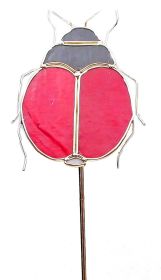 Ladybug Art Glass Garden Stake