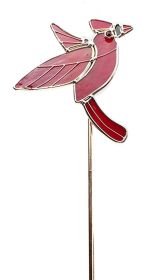 Cardinal Art Glass Garden Stake