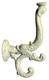 Cast Iron White Dolphin Fish Hook Set of 2