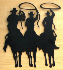 Large Metal Cut Out - 3 Cowboy Silhouette