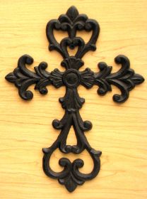 Medium Cast Iron Fleur De Lis Cross