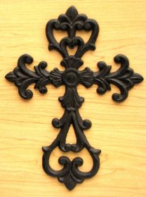 Medium Cast Iron Fleur De Lis Cross Set of 12
