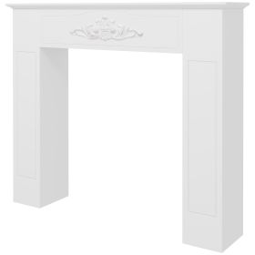 HOMCOM Fir Wood Fireplace Mantel Surround, 44.75" W x 40" H, Freestanding Electric Fireplace Stove Mantel, Distressed White