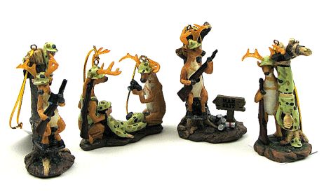 Comical Deer Hunter Ornament Set of 4