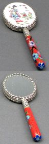 Hand Mirror with Lady & Cloisonne Handle