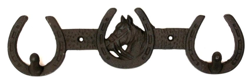 Cast Iron Horse Horseshoe 2 Hook Rack