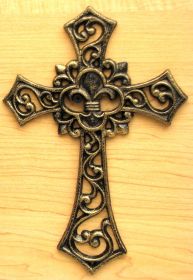 Fleur De Lis Cast Iron Cross Set of 16
