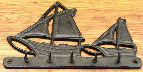 Sailboat Key Hook Cast Iron