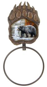 Bear Scene Paw Print Towel Ring