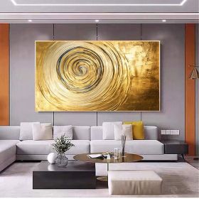 Hand Painted Oil Painting Original Gold Texture Oil Painting on Canvas Large Wall Art Abstract Minimalist Painting Golden Decor Custom Painting L (Style: 01, size: 90X120cm)