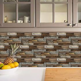 12 PCS Alien Light Brown Wood Grain Wall Sticker Self-Adhesive Wall Decals For Room Decor - Oil-Proof Durable, Easy To Clean (PCS: 48MW010)