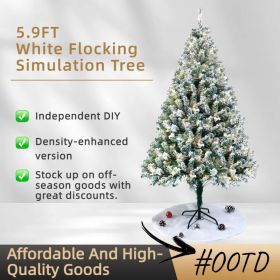 1 Piece Of 180cm - Tall White Flocked Christmas Tree, Thickened And Densified, With Lights (Option: 180cm)