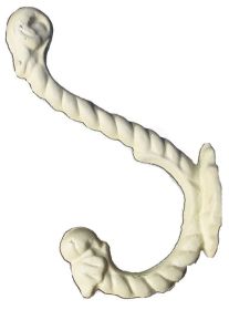 Antique White Rope Cast Iron Hooks Set of 3 (Option: 0170-01209)