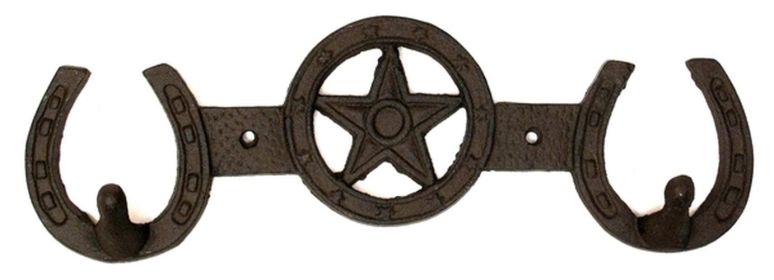 Cast Iron Star Horseshoe 2 Hook Rack (Option: 0170-04181)