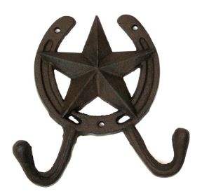 Cast Iron Star Horseshoe 2 Hook Rack (Option: 0170K-04201)